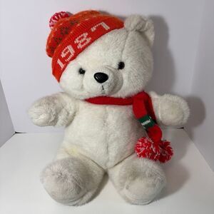 Vintage Kmart Christmas Teddy Bear Scarf and Hat 1987